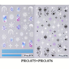 2pcs 5D Embossed Christmas Snowflake Nail Art Stickers