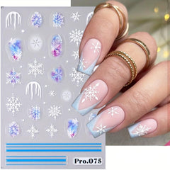 2pcs 5D Embossed Christmas Snowflake Nail Art Stickers