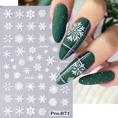 2pcs 5D Embossed Christmas Snowflake Nail Art Stickers