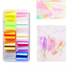 Aurora Laser Glass Nail Foil Stickers DIY & Salon Kit