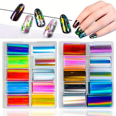 Aurora Laser Glass Nail Foil Stickers DIY & Salon Kit