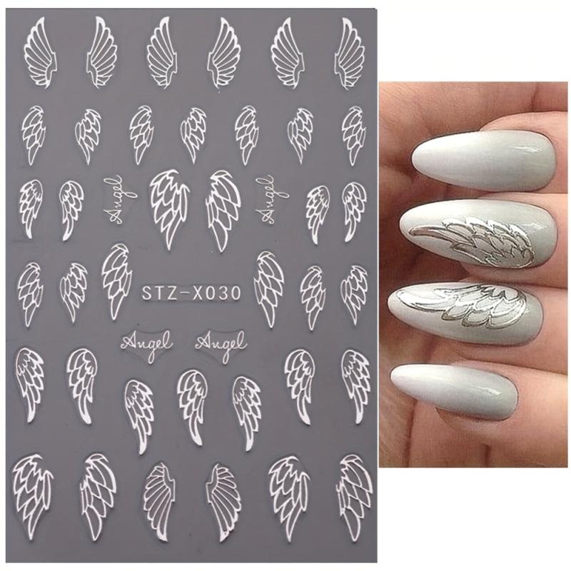5D Embossed Nail Art Sticker Set Moon Star Wing Sun Self Adhesive Decals