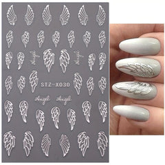 5D Embossed Nail Art Sticker Set Moon Star Wing Sun Self Adhesive Decals