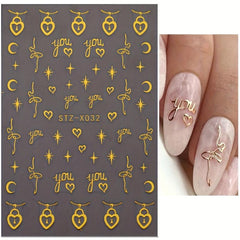5D Embossed Nail Art Sticker Set Moon Star Wing Sun Self Adhesive Decals