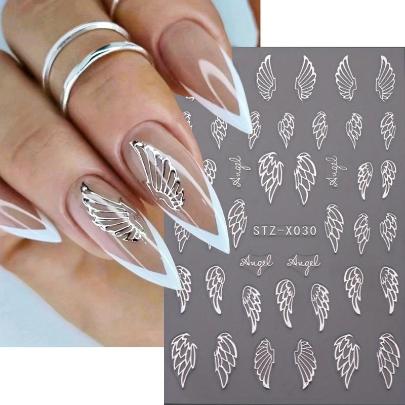 5D Embossed Nail Art Sticker Set Moon Star Wing Sun Self Adhesive Decals