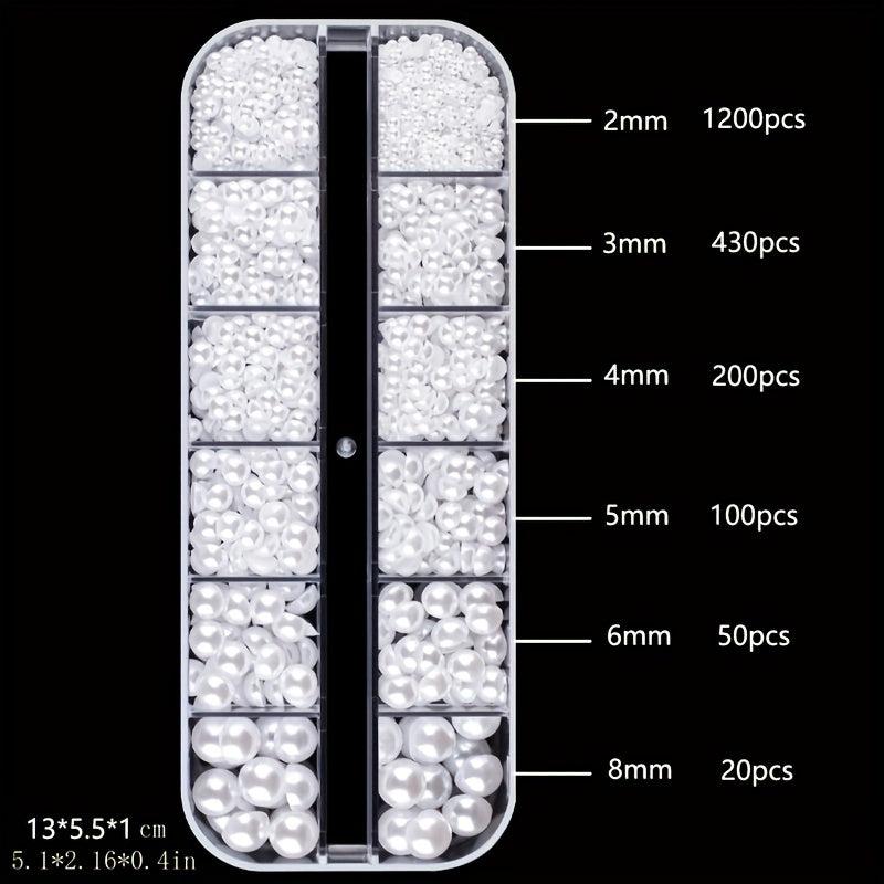 2000 Pcs Flatback Nail Pearls Set With Tweezers And Pen