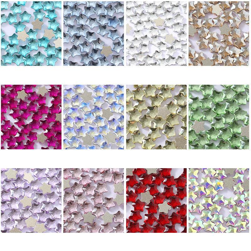 50pcs Star Nail Rhinestones Flat Back Star Nail Charms Multiple Colors