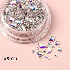 3pcs Mixed Shaped Crystal Glass Nail Art Gemstones for DIY or Nails Salons