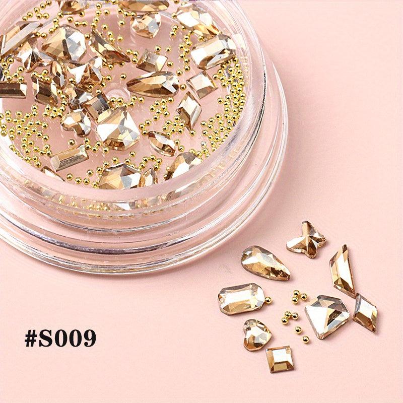 3pcs Mixed Shaped Crystal Glass Nail Art Gemstones for DIY or Nails Salons