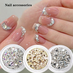 3pcs Mixed Shaped Crystal Glass Nail Art Gemstones for DIY or Nails Salons