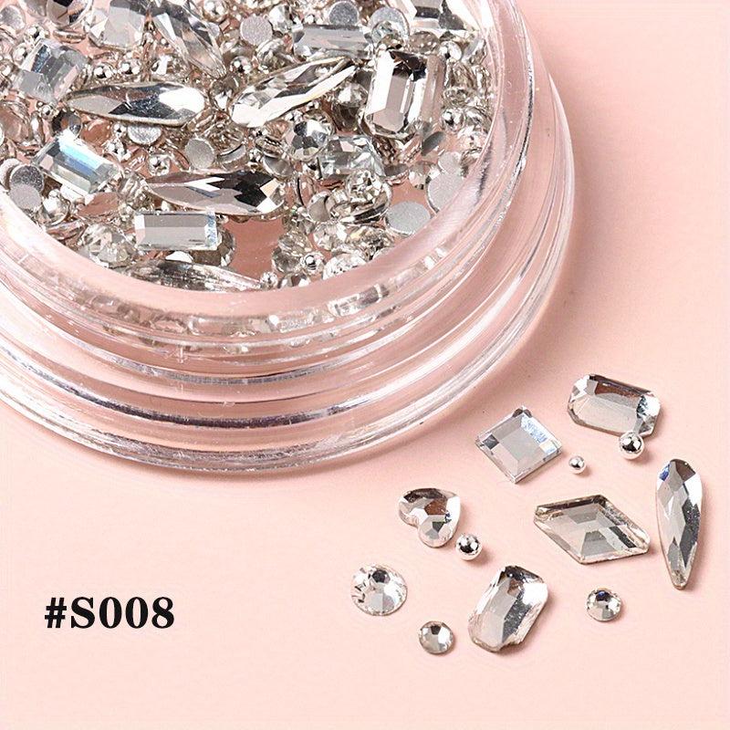 3pcs Mixed Shaped Crystal Glass Nail Art Gemstones for DIY or Nails Salons