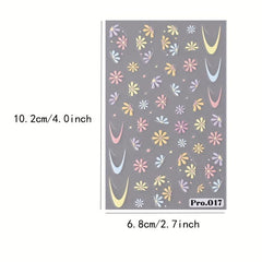 3D Daisy Leaf Nail Art Stickers Self Adhesive Decals For DIY Or Salon