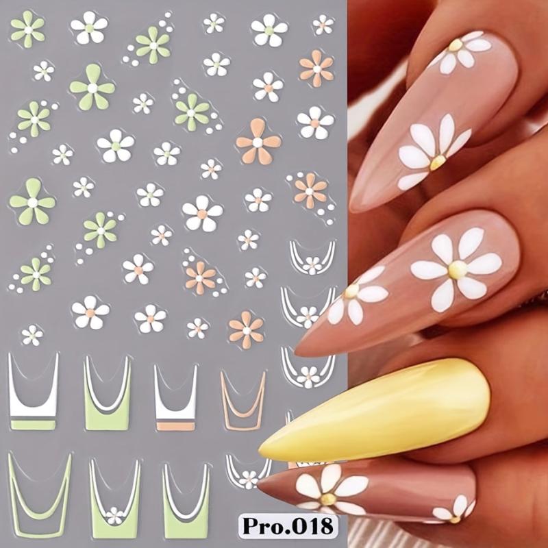 3D Daisy Leaf Nail Art Stickers Self Adhesive Decals For DIY Or Salon