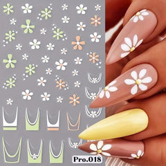 3D Daisy Leaf Nail Art Stickers Self Adhesive Decals For DIY Or Salon