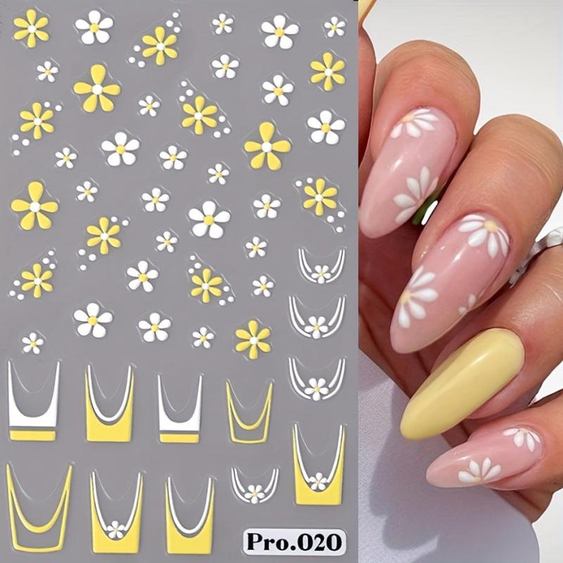 3D Daisy Leaf Nail Art Stickers Self Adhesive Decals For DIY Or Salon