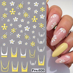 3D Daisy Leaf Nail Art Stickers Self Adhesive Decals For DIY Or Salon