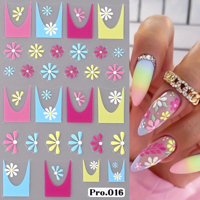 3D Daisy Leaf Nail Art Stickers Self Adhesive Decals For DIY Or Salon