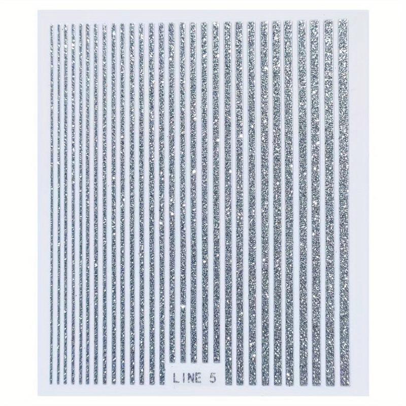 3D Glitter Lines Nail Stickers Holographic Art Metal Stripe Decals