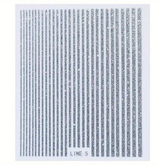 3D Glitter Lines Nail Stickers Holographic Art Metal Stripe Decals