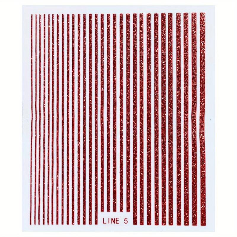 3D Glitter Lines Nail Stickers Holographic Art Metal Stripe Decals