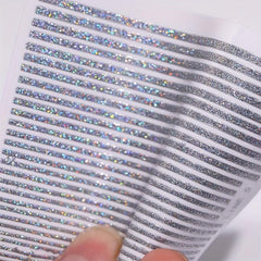 3D Glitter Lines Nail Stickers Holographic Art Metal Stripe Decals