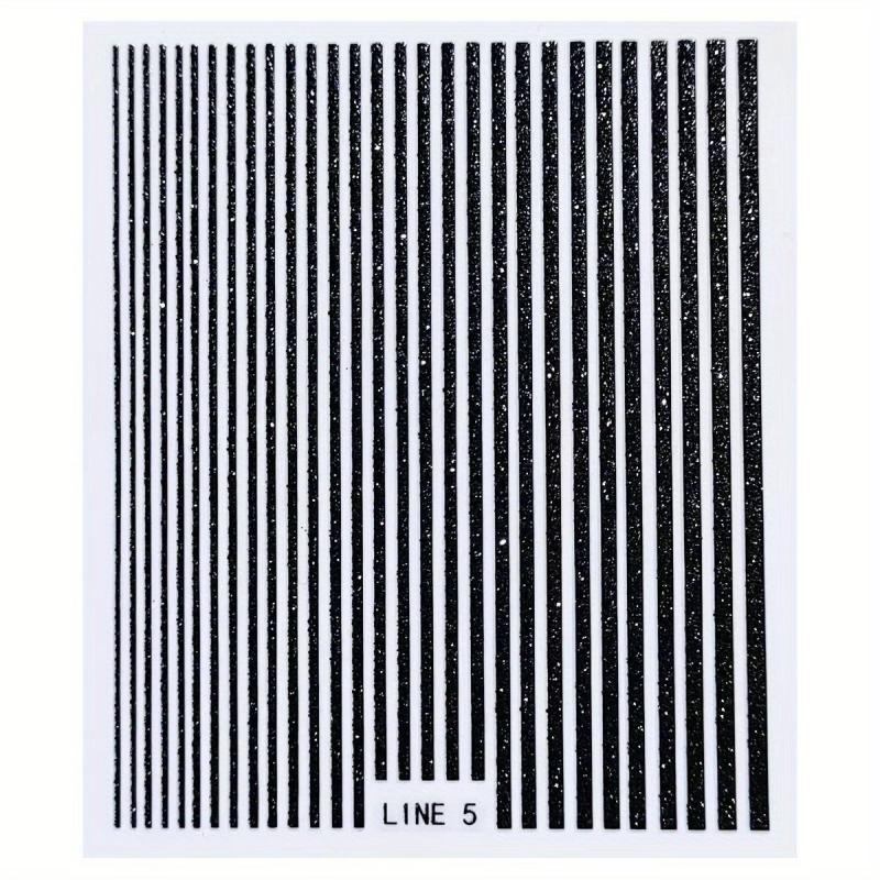 3D Glitter Lines Nail Stickers Holographic Art Metal Stripe Decals