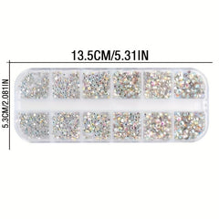 Iridescent AB Rhinestones for Nail Art 12 Grids Gemstones