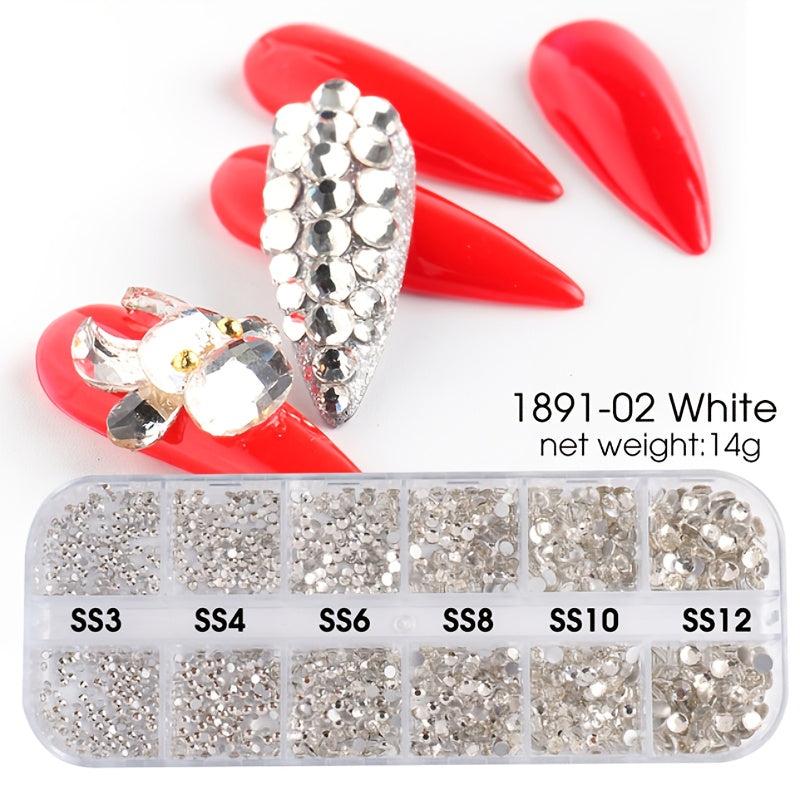 Iridescent AB Rhinestones for Nail Art 12 Grids Gemstones