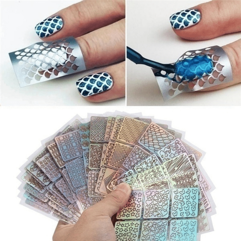 24 Sheets Nail Vinyls Stencil Stickers Set for Nail Art