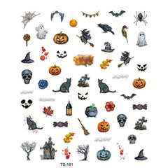 5D Embossed Halloween Nail Art Stickers - Assorted Designs