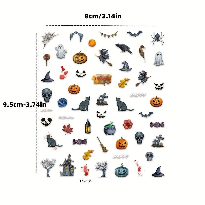 5D Embossed Halloween Nail Art Stickers - Assorted Designs