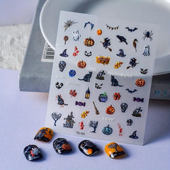 5D Embossed Halloween Nail Art Stickers - Assorted Designs
