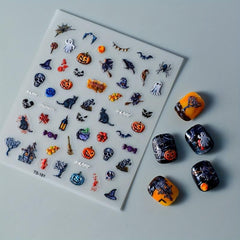 5D Embossed Halloween Nail Art Stickers - Assorted Designs