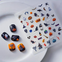 5D Embossed Halloween Nail Art Stickers - Assorted Designs