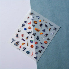 5D Embossed Halloween Nail Art Stickers - Assorted Designs