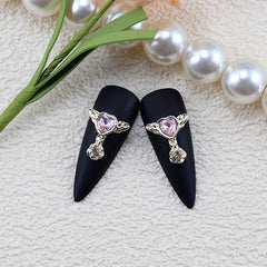 10pcs Alloy Nail Art Charms Heart Rhinestones Wing Nail Accessories Gemstones