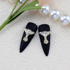 10pcs Alloy Nail Art Charms Heart Rhinestones Wing Nail Accessories Gemstones