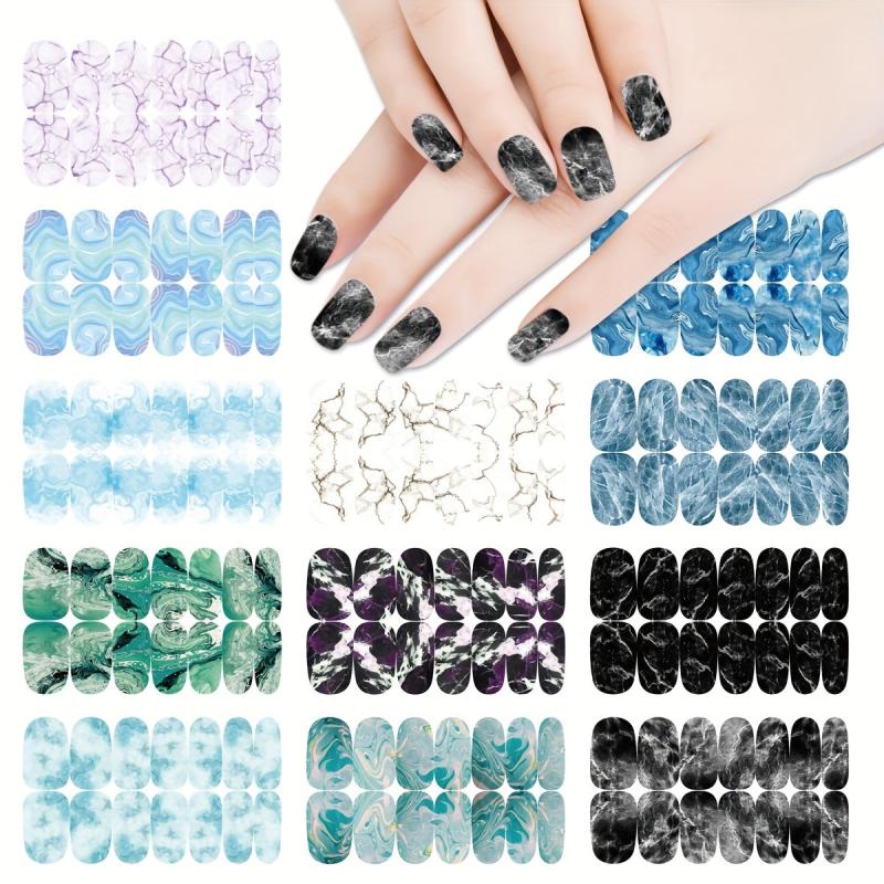 Marble Nail Polish Stickers Self Adhesive Nail Art Decal Strips
