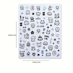 9 Sheets Kitten Fish Nail Art Stickers Self Adhesive Graffiti Nail Art Decals