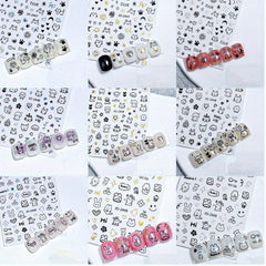 9 Sheets Kitten Fish Nail Art Stickers Self Adhesive Graffiti Nail Art Decals