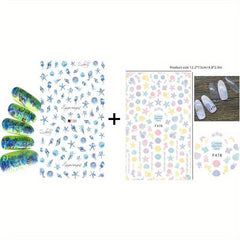 Summer Nail Art Stickers Conch Palm Flamingo Surfing