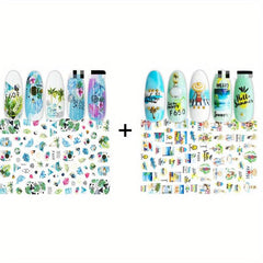 Summer Nail Art Stickers Conch Palm Flamingo Surfing