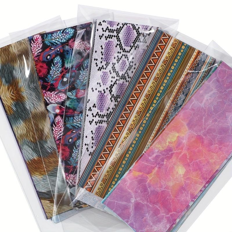 Snake Print Nail Foil Transfer Stickers Leopard Print Nail Art Decals