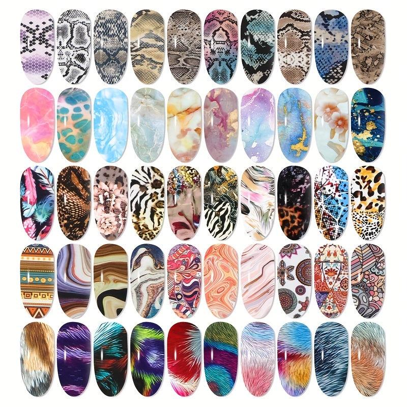 Snake Print Nail Foil Transfer Stickers Leopard Print Nail Art Decals