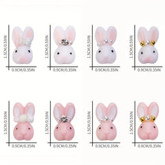 10pcs Bunny Nail Art Charms with Rhinestones and Pearls