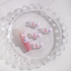 10pcs Bunny Nail Art Charms with Rhinestones and Pearls