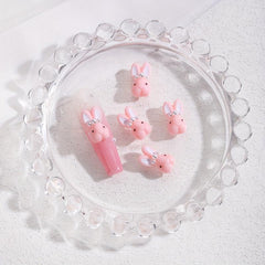 10pcs Bunny Nail Art Charms with Rhinestones and Pearls