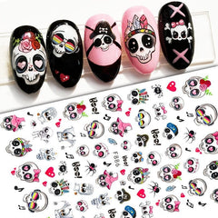 Halloween Nail Art Stickers Skull Pumpkin Self-Adhesive Decals DIY Nail Salons