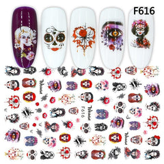 Halloween Nail Art Stickers Skull Pumpkin Self-Adhesive Decals DIY Nail Salons