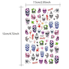 Halloween Nail Art Stickers Skull Pumpkin Self-Adhesive Decals DIY Nail Salons